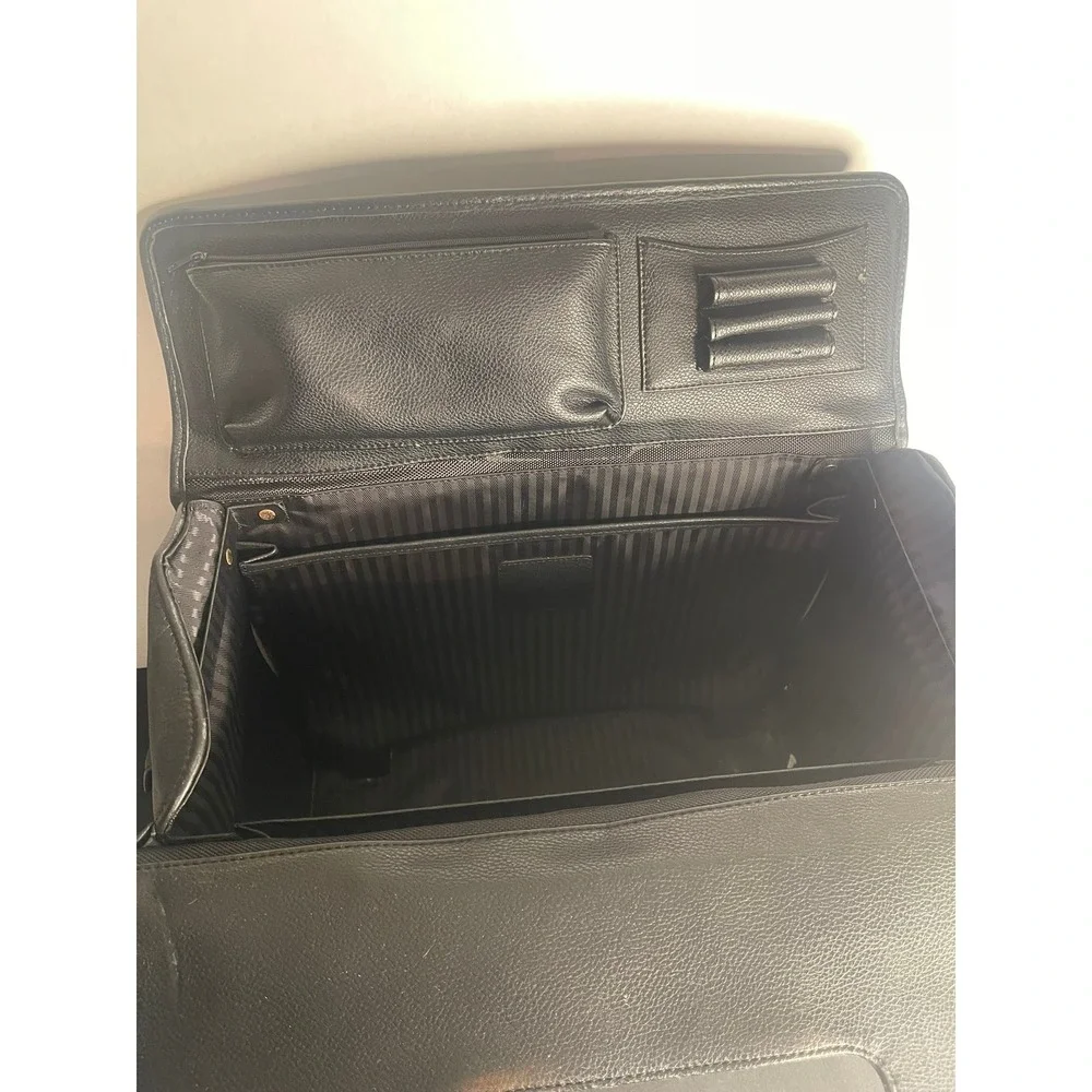 Royce New York Black Leather Rolling Pilot Case Briefcase Combination‎ Lock Bag